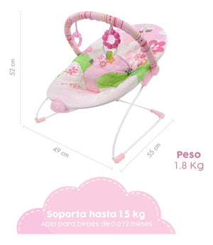 Bouncer Rosa Flores Silla Mecedora para bebé Vibradora Bebe Con Juguetes Portatil