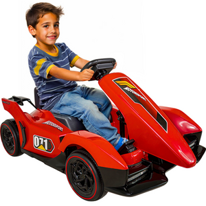 Montable Go Kart 12v Rojo Con Luces Sonido Y Control Remoto