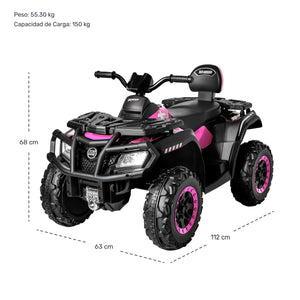 Montable Cuatrimoto Electrica Usb Bluetooth Radio 2 Vel 12v Color Rosa