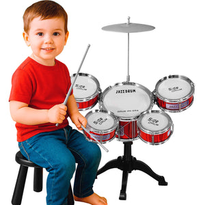 Bateria Musical Juguete Jazz Niños 7 Piezas 5 Tambores