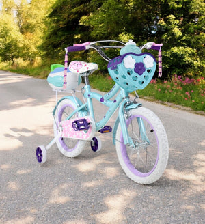 Bicicleta Infantil Azul Niña R16 + Canasta Termo Y Rueditas