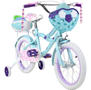 Bicicleta Infantil Azul Niña R16 + Canasta Termo Y Rueditas