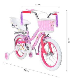 Bicicleta Rosa Infantil R16 Para Niña + Canasta Y Rueditas