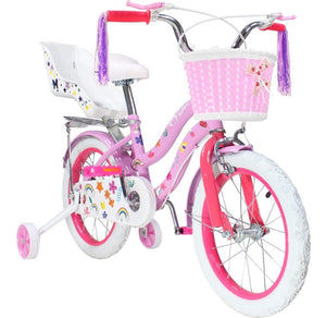 Bicicleta Rosa Infantil R16 Para Niña + Canasta Y Rueditas