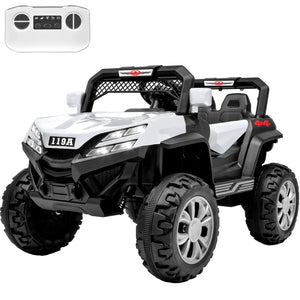 Montable Buggy Luces Sonido Musica Mp3 Carrito Electrico 12v Blanco