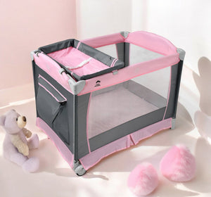 Cuna Corral Bebes Plegable Cambiador Removible Ruedas Juegos Rosa