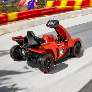 Montable Go Kart 12v Rojo Con Luces Sonido Y Control Remoto