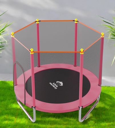 Trampolin Tumbling Niños Brincolin Infantil Red Seguridad Color De La Lona De Salto Rosa Color Del Cobertor De Resortes Rosa