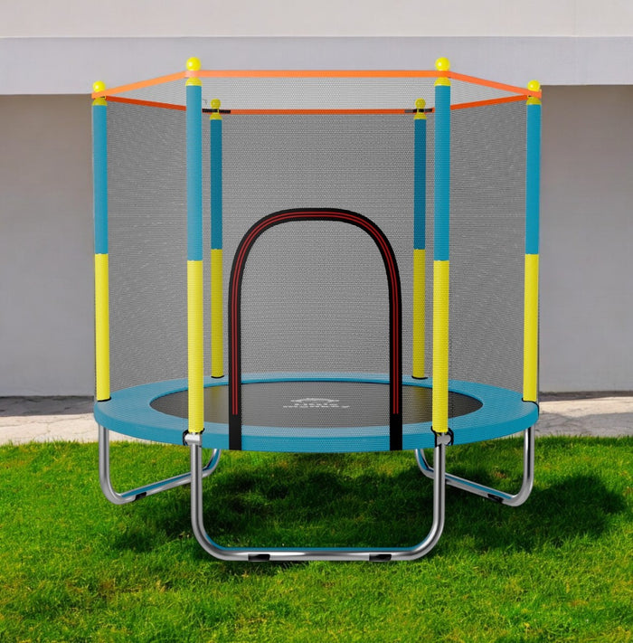 Trampolin Tumbling Niños Brincolin Infantil Red Seguridad Color De La Lona De Salto Azul Color Del Cobertor De Resortes Azul