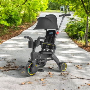 Triciclo Carriola Plegable Portatil Niños 1-5 Años 4 En 1 Color Negro