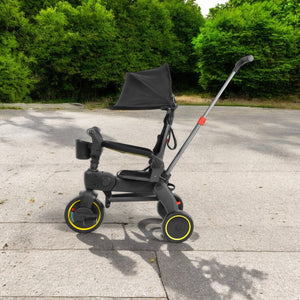Triciclo Carriola Plegable Portatil Niños 1-5 Años 4 En 1 Color Negro