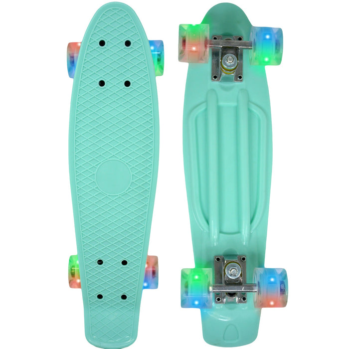 Mini Patineta Tipo Penny 21 Pulgadas 55 Cm Color Menta con Luces Led