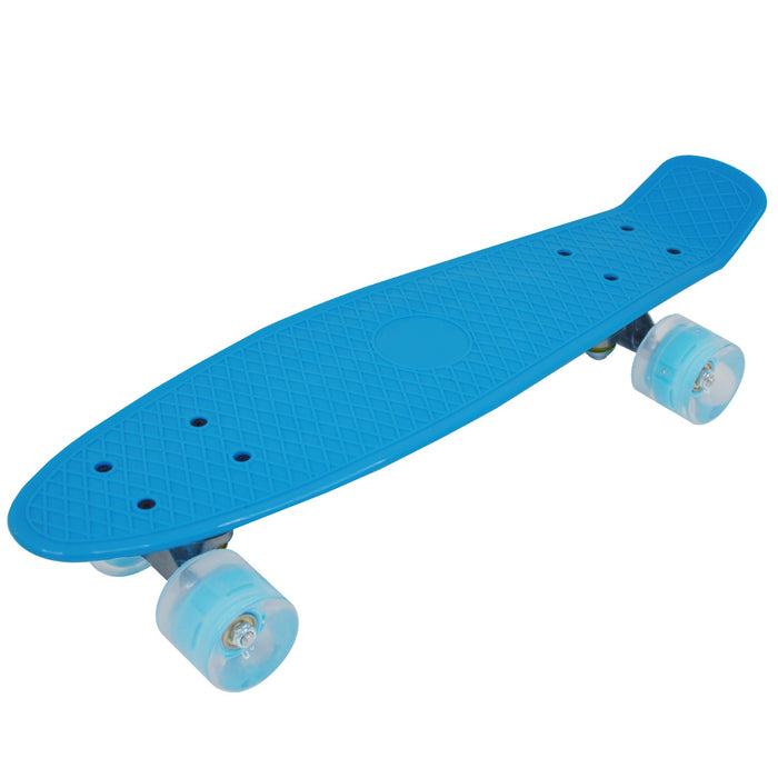Mini Patineta Tipo Penny 21 Pulgadas 55 Cm Color Azul con Luces Led