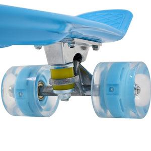 Mini Patineta Tipo Penny 21 Pulgadas 55 Cm Color Azul con Luces Led