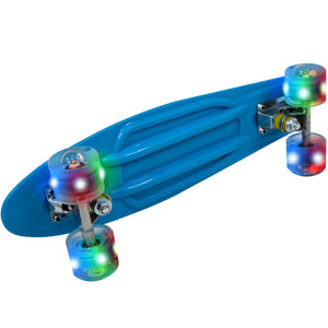 Mini Patineta Tipo Penny 21 Pulgadas 55 Cm Color Azul con Luces Led