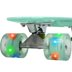 Mini Patineta Tipo Penny 21 Pulgadas 55 Cm Color Menta con Luces Led