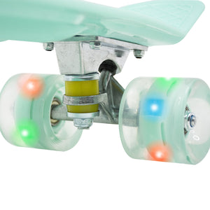 Mini Patineta Tipo Penny 21 Pulgadas 55 Cm Color Menta con Luces Led