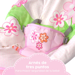 Bouncer Rosa Flores Silla Mecedora para bebé Vibradora Bebe Con Juguetes Portatil