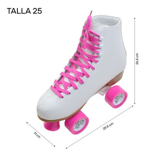 Patines 4 Ruedas Chicago Blancos Unisex Quads Profesionales Talla 25